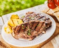 Healthy lean lamb chops with grilled potato Royalty Free Stock Photo