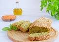 Healthy lentil quinoa and flax seed bread - Homemade Gluten Free Bread. Freshly baked vegan bread Royalty Free Stock Photo