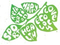 Healthy Life balanse vector concept illustration. Leaves with lettering on them about sport, health and happy life with