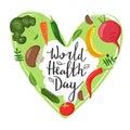 Healthy life concept. Stylish typography slogan design `World health day` sign.