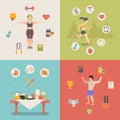 Healthy life concept vector illustration set peopl Royalty Free Stock Photo