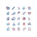 Healthy life and fitness vector line icons