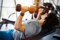 Healthy life and gym exercise concept. Fit man working out in sport fitness club Royalty Free Stock Photo