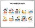 Healthy life icons flat pack