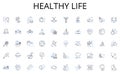 Healthy life line icons collection. Market, Research, Survey, Analysis, Data, Target, Consumer vector and linear