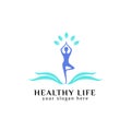 healthy life logo design vector in blue color. healthcare logo vector design Royalty Free Stock Photo