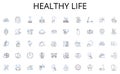 Healthy life line icons collection. Rewards, Gifts, Trophies, Awards, Honors, Medals, Tokens vector and linear