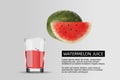 Glass of watermelon juice. Vector realistic illustration. Royalty Free Stock Photo