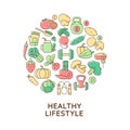 Healthy lifestyle abstract color concept layout with headline