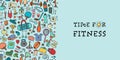 Healthy Lifestyle Background. Sport and activity. Fintess design elements. Seamless Pattern