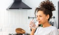Healthy lifestyle concept. Beautiful young woman drinking clean water Royalty Free Stock Photo