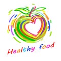 Healthy lifestyle concept with green paper apple