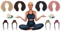 Healthy lifestyle concept. Meditation yoga, healthy lifestyle. Hairstyles. Yoga