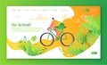 Healthy lifestyle concept for mobile website, web page. Bicycle riding man.