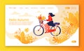 Healthy lifestyle concept for mobile website, web page. Bicycle riding woman.