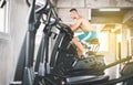 Healthy lifestyle concept,Sport man workout with cycling doing cardio training indoor center Royalty Free Stock Photo