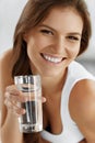 Healthy Lifestyle, Eating. Woman Drinking Water. Drinks. Health, Beauty, Diet.