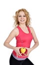 Healthy lifestyle - fitness woman hand apple Royalty Free Stock Photo