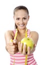 Healthy lifestyle - fitness woman hand apple Royalty Free Stock Photo