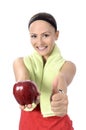 Healthy lifestyle - fitness woman hand apple Royalty Free Stock Photo