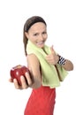 Healthy lifestyle - fitness woman hand apple Royalty Free Stock Photo