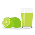 Healthy Lifestyle. Freshly squeezed juice in a glass. Lime. Lime