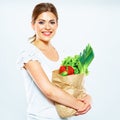 Healthy lifestyle with green vegan food. Young woman green diet Royalty Free Stock Photo