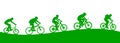 Healthy lifestyle, group of five cyclists riding - vector