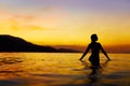 Healthy Lifestyle, Health. Woman Enjoying Sea Sunset. Summer Vac Royalty Free Stock Photo