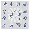 Healthy lifestyle line icons - diet project icons set