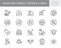 Healthy lifestyle line icons. Vector illustration include icon - fitness, yoga, walking man, hygiene, meditation Royalty Free Stock Photo