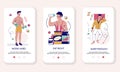 Healthy lifestyle mobile app onboarding screens vector template