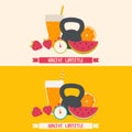 Healthy lifestyle modern flat illustration.