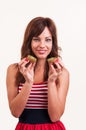 Healthy lifestyle - portrait of young beautiful woman separates