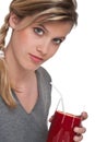 Healthy lifestyle series - Woman with tomato juice Royalty Free Stock Photo