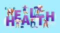 Healthy Lifestyle Sport Banner. Cardio Gym Training Characters Workout Concept for Poster Print. Man and Woman