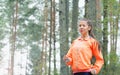 Healthy lifestyle sporty woman running early in the morning in f Royalty Free Stock Photo