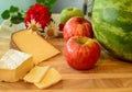 Cheese plate with Apples Royalty Free Stock Photo