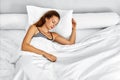 Healthy Lifestyle. Woman Sleeping In Bed. Morning Relaxation, Sleep Royalty Free Stock Photo