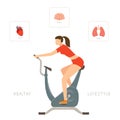 Healthy Lifestyle and Woman on Stationary Bike