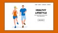 Healthy Lifestyle Young Couple Runners Vector Illustration Royalty Free Stock Photo