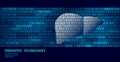 Healthy liver detoxification internal organs. Binary code data flow. Doctor online innovative technology vector Royalty Free Stock Photo