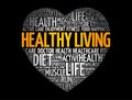 Healthy Living heart word cloud, fitness, sport Royalty Free Stock Photo