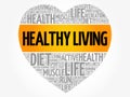 Healthy Living heart word cloud, fitness Royalty Free Stock Photo