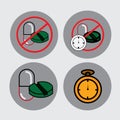 healthy living icon element, drugs and stopwatch