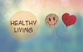 Healthy living with heart and smile emoji Royalty Free Stock Photo