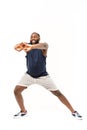 Healthy Looking Happy Young African American Male Ready Workout Isolated on White Background Royalty Free Stock Photo