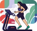 Healthy loving fitness girl running in the gym illustration in doodle style Royalty Free Stock Photo