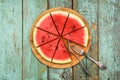 Healthy low calorie vegan snack. Fresh watermelon served like pi Royalty Free Stock Photo