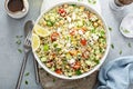 Healthy low carb salad with cauliflower rice and chickpeas Royalty Free Stock Photo